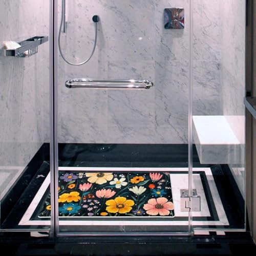 Shower Mat Non Slip 26.8 x 15.1 Inches, Flowers Florals Bathtub Mat Shower - Image 6