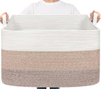 Goodpick Large Woven Blanket Basket 23.6" x 15.7" x 13.8" Cotton Rope Storage by Goodpick