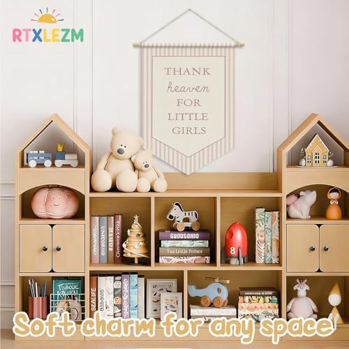Girls Room Decor, Thank Heaven for Little Girls Wall Banner Flag - Image 2