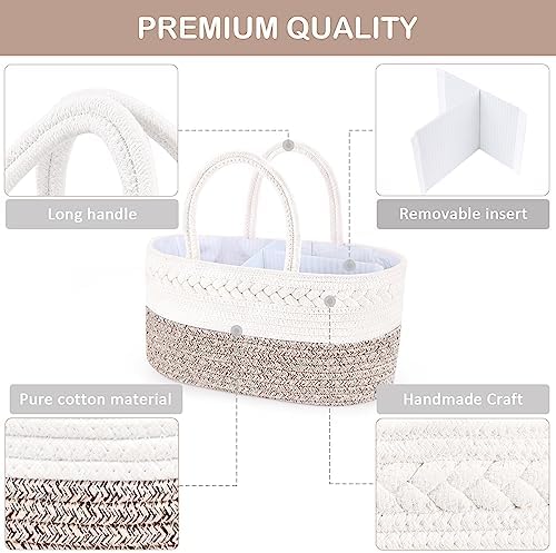 ABenkle Diaper Caddy Organizer, Boho Rustic Cotton Rope Nursery Baby Basket - Image 4