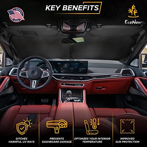 EcoNour Windshield Sun Shade for car & Window Tint – American Flag – UV & Heat - Image 2