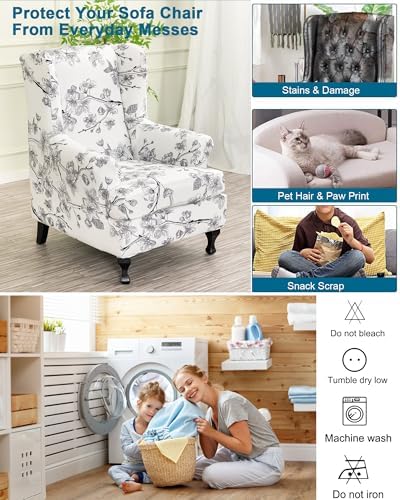 CRFATOP Wingback Chair Covers Stretch Armchair Slipcovers - Image 5