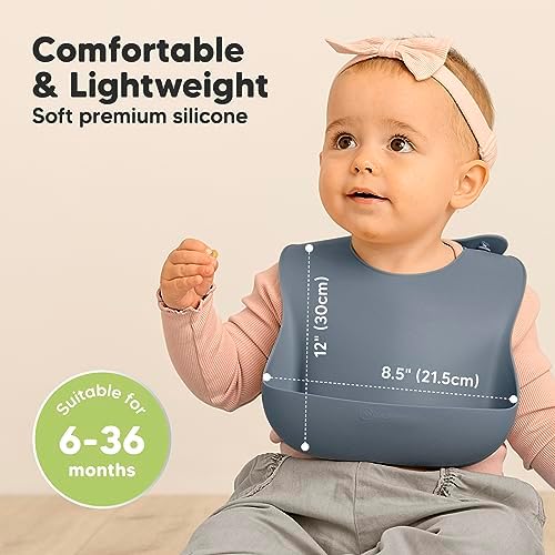 KeaBabies 2-Pack Silicone Bibs for Babies, Toddlers Girl - Image 4