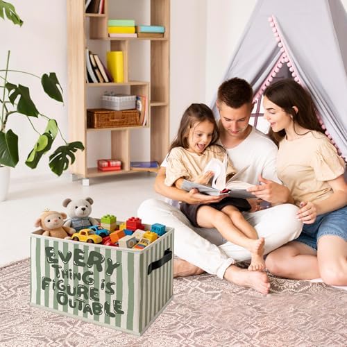 Green Inspirational Everything Is Figureoutable Foldable Storage Bins Box - Image 3
