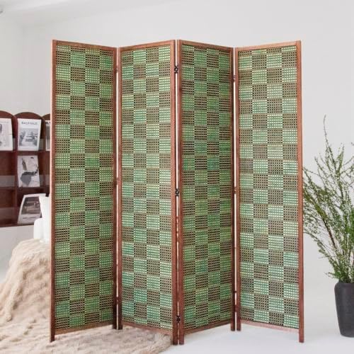 4 Panel Bamboo Room Divider, 5.6 ft Tall Double-Sided Folding Privacy Screen - Image 2