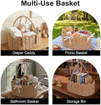 3 Set Wicker Diaper Caddy Organizer, Paper Rope Storage Baskets Nursery Bin - Image 7