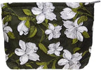 Flat Makeup Bag for Women, Zipper Cosmetic Pouch Purse, Brocade Floral Black by PAZIMIIK