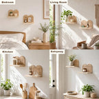 Artilady Boho Shelf Wall Decor, Wood Hanging Shelves - Image 3