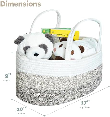luxury little Diaper Caddy Organizer, Large Cotton Rope Nursery Baby Basket - Image 2