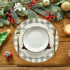 Artoid Mode Watercolor Grey Buffalo Plaid Christmas Trees Round Placemats Set - Image 2