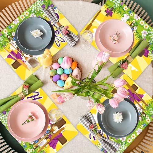 Happy Easter Placemats Set of 6 He is Risen Plastic Table Mat 17×13×0.04in - Image 5