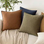 Foindtower Linen Solid Decorative Throw Pillow Covers 20x20 Orange Brown - Image 5