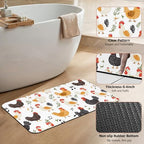 Non Slip Bath Mat, Chickens Roosters Bathroom Decor, Leaves Music Notes - Image 4