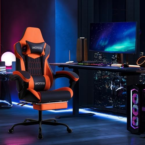 Gaming Chair with Footrest, High Back Gaming Chairs PVC Leather Ergonomic Gamer - Image 2