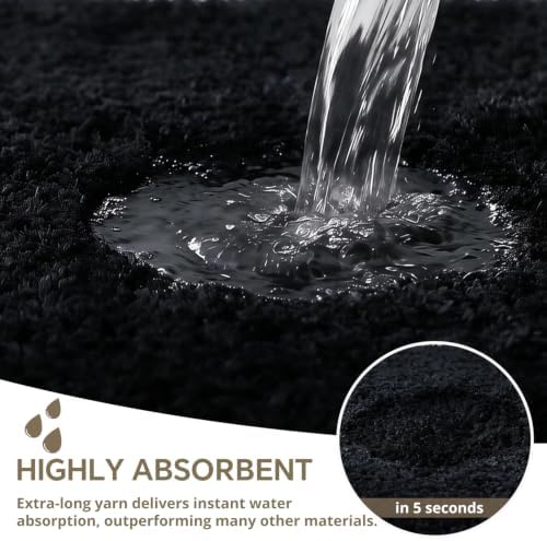 Polyester Bathroom Rug 36"x60" Black, Large Soft Shaggy Bath Mat - Image 5