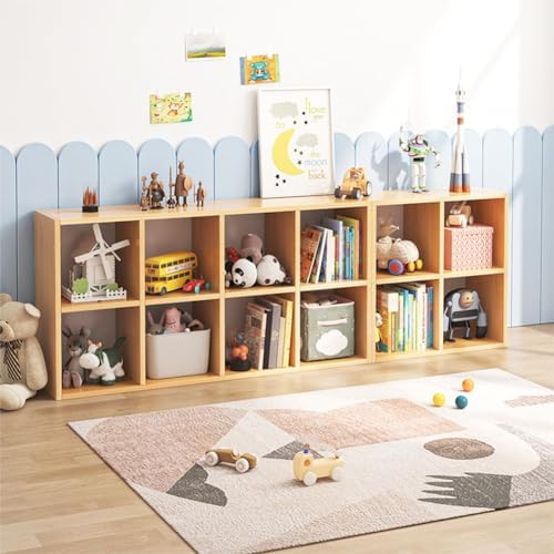 NELYE 4 Cube Organizer Bookcase Oak Open Shelf - Image 7
