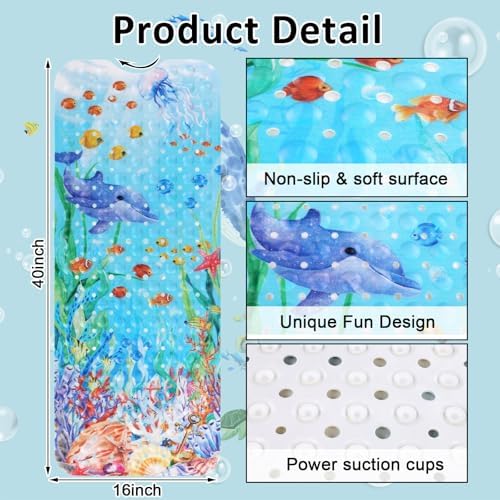 Topotdor Kids Bathtub Mat Non Slip, Tub Mat - Image 2