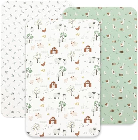 david's kids 3 Pack Mini Crib Sheets, Soft Breathable Premium Pack N Play Sheets by davidskids
