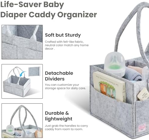Upgraded Baby Diaper Caddy Organizer, Portable Nursery Storage Bin - Image 2