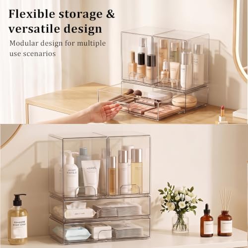 Clear Stackable Storage Drawers: Acrylic Organizer Bins 4 Pack - Image 4
