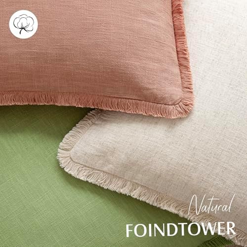 Foindtower Decorative Linen Fringe Lumbar Throw Pillow Covers Cozy Boho - Image 4