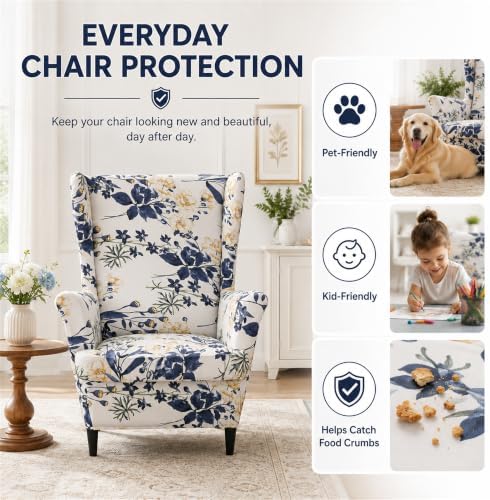 NILUOH Wingback Chair Slipcover 2-Piece, Stretch Armchair Protector - Image 6