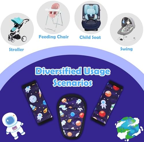 3 Pcs Stroller Straps Pads, Soft Fabric - Image 4
