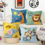 16x16 Set of 4 Kids Cartoon Animals Throw Pillow Cushion Covers - Image 2