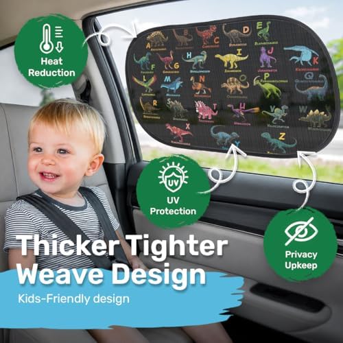GENANY Dinosaur Car Side Window Sun Shades 2 Piece 21 x 14 Inch - Image 2