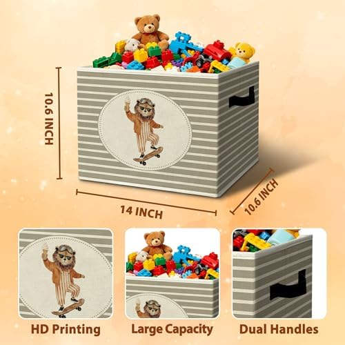 Rustic Lion Skateboarding Storage Bins Boxes - Image 3