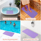 Anti-Slip Bathtub Shower Mat 28×15 Inch Clear Purple - Image 6