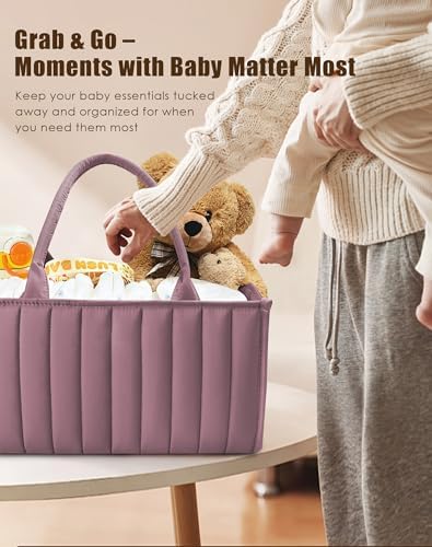 SWEET DOLPHIN 2-Pack Baby Diaper Caddy Organizers, Stylish Storage Baskets - Image 5