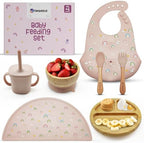 TEAMKO® Silicone Baby Feeding Set: Bamboo Baby Plate and Bowl, Cup & Placemat by Teamko