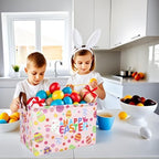 Pink Easter Basket for Kid Large Empty Baby Rectangular Cute Easter Gift - Image 6
