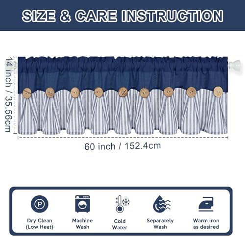 ASPMIZ Farmhouse Cotton Linen Valances - Image 2
