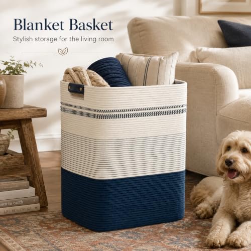 Laundry Hamper, Cotton Rope Laundry Basket - Image 2