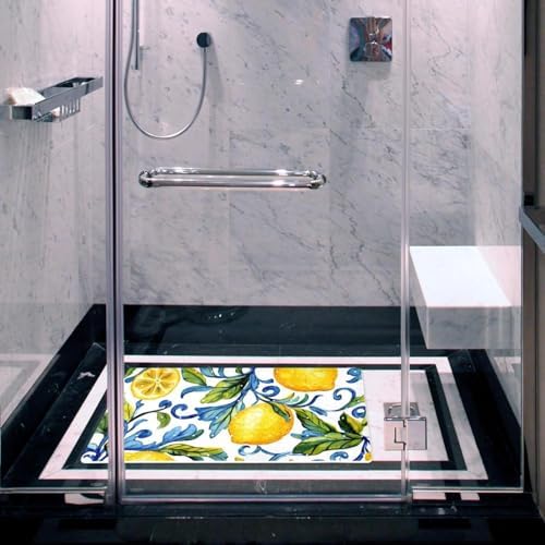 Bathtub Mat Non Slip 26.8x15.1 Inch, Lemon Florals Shower Mat - Image 6
