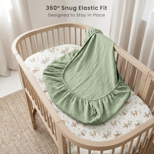 Konssy Muslin Bassinet Sheets for Baby Boys and Girls, 2 Pack - Image 5