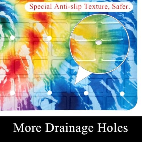 Bathtub Mat Non Slip 26.8x15.1 Inch, Spiral Tie-dye Shower Mat - Image 2