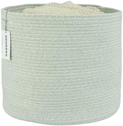 XUANGUO Cotton Rope Baskets For Girls Boys Kids 16”X14” Light Green by XUANGUO