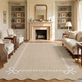 Garvee Scalloped Bow Rug for Living Room Washable Solid Camel 5x7 Area Rugs by Garvee
