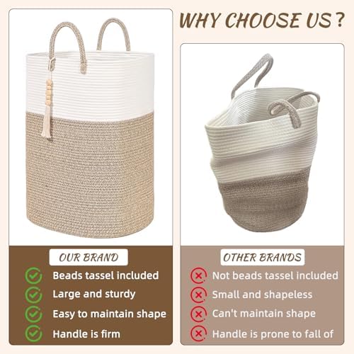 65L Woven Laundry Basket for Clothes, Large Rectangle Laundry Hampers - Image 2