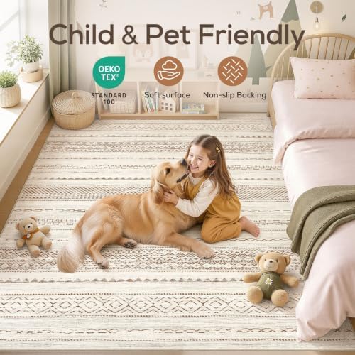 Nakagishi 12x15 Area Rugs Living Room: Washable Boho Large Neutral Modern Soft - Image 4