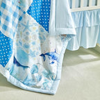 Patchwork Crib Bedding Set Blue Ocean Plaid Design 3 Pieces Baby Cute Quilted - Image 6