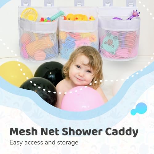 Bathroom Bath Toy Storage for Bathtub, Baby Bath Tub Toys Holder, Kids Mesh - Image 3