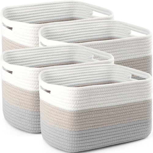 4 Pack Large Storage Baskets for Organizing, and Clothes, Cotton Rope Basket by Unknown