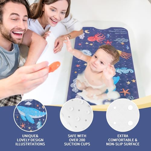 PRATIQUE Kids Bath Mat for Tub Non Slip，40 X 16 Inch Extra Long Kids Bathtub - Image 6