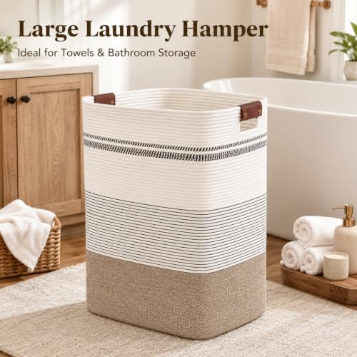 Laundry Hamper, Cotton Rope Laundry Basket - Image 5