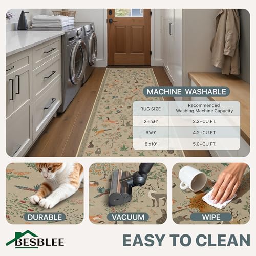 BESBLEE 2'6X10 Washable Kitchen Runner Rug, Animal Non Slip - Image 5