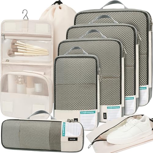BAGAIL 4 Set/6 Set/8 Set Compression Packing Cubes Travel Accessories by BAGAIL